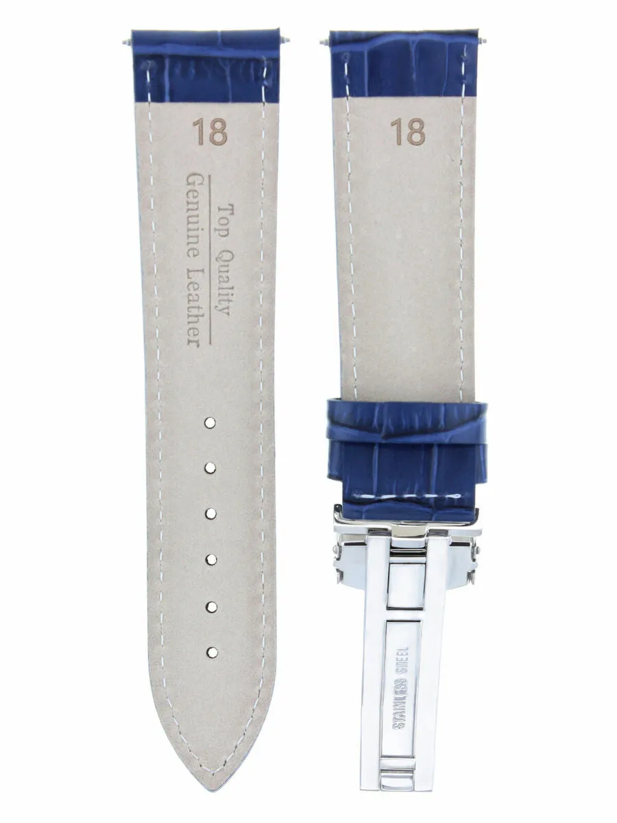 18MM LEATHER WATCH STRAP BAND TAG HEUER AQUARACER F1 DEPLOYMENT CLASP BLUE