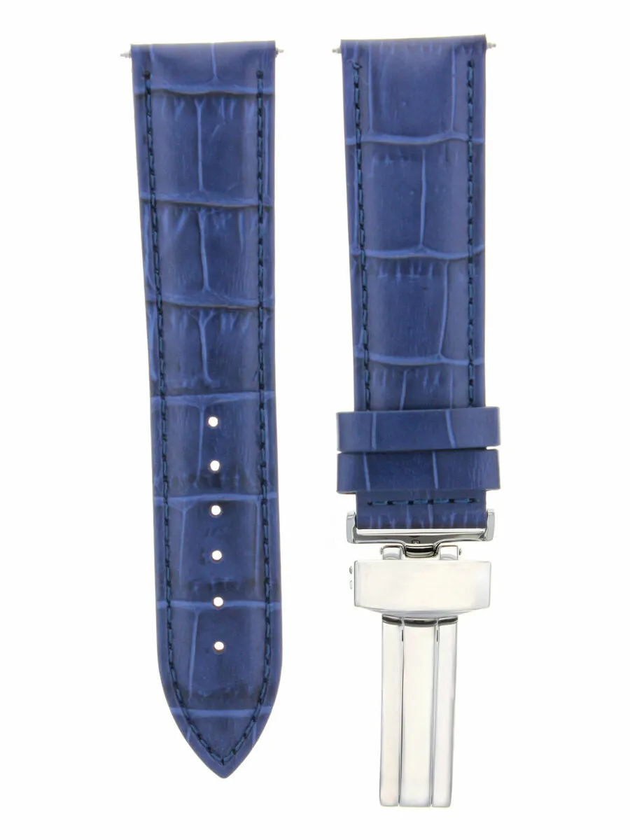 18MM LEATHER WATCH STRAP BAND TAG HEUER AQUARACER F1 DEPLOYMENT CLASP BLUE