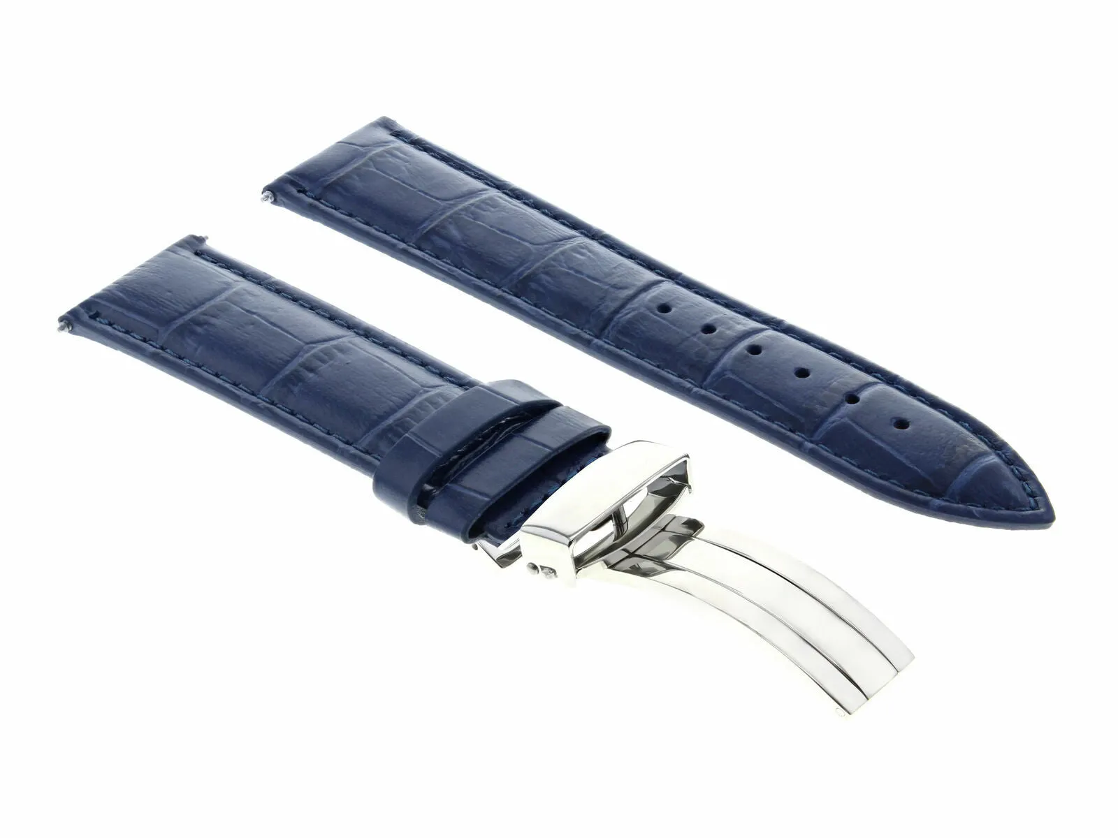18MM LEATHER WATCH STRAP BAND TAG HEUER AQUARACER F1 DEPLOYMENT CLASP BLUE