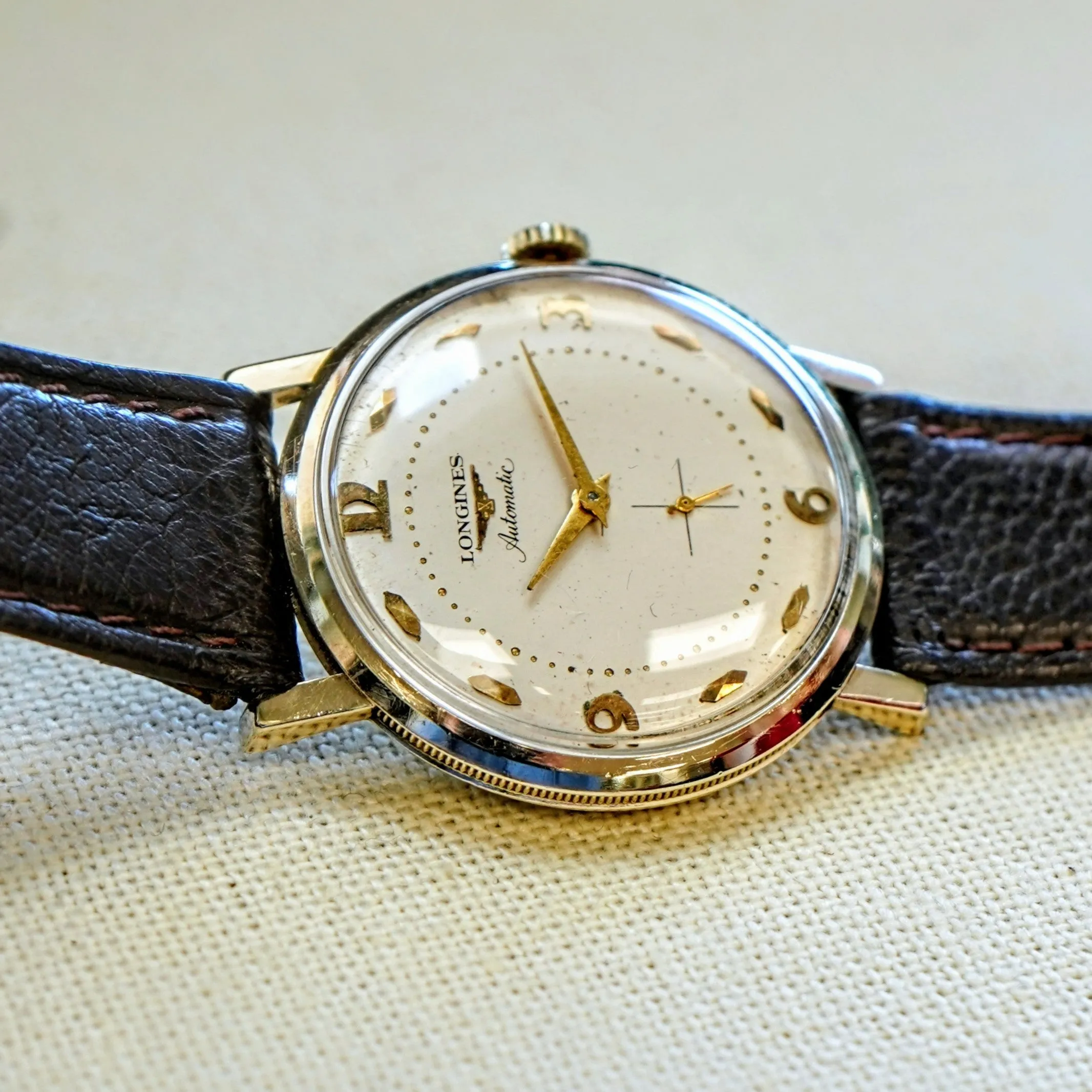 1955 LONGINES Automatic Watch 17 Jewels Ref. 2259-1 Cal. 19A Coin Case Design Wristwatch