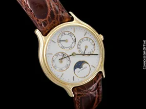1980's Bucherer (Carl F. Bucherer) Vintage Mens Triple Calendar Quantième with Moonphase - 18K Gold