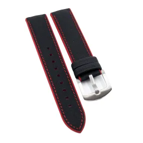 20mm Hybrid Black Nylon Red Rubber Watch Strap