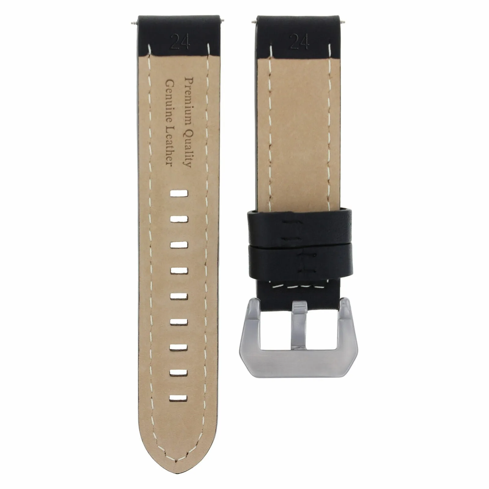 24MM COW LEATHER WATCH BAND STRAP FOR ULYSEE NARDIN WATCH BLACK