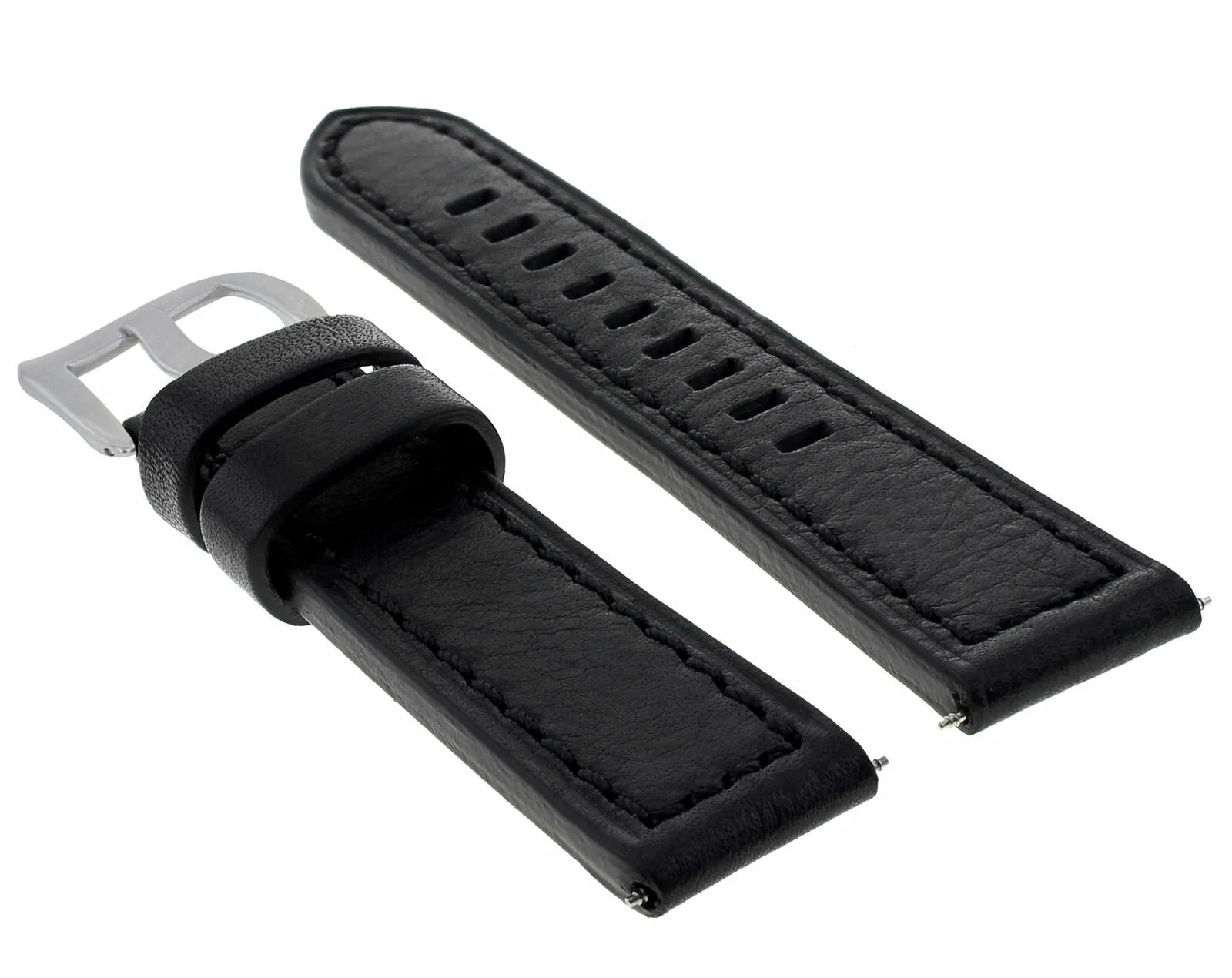 24MM COW LEATHER WATCH BAND STRAP FOR ULYSEE NARDIN WATCH BLACK