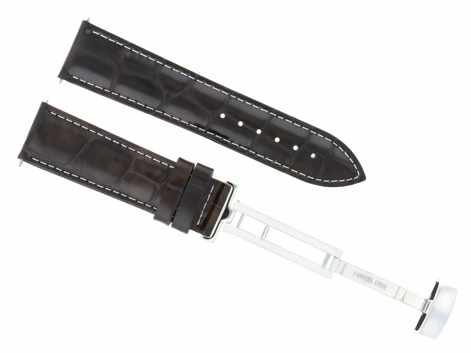 24MM LEATHER BAND DEPLOYMENT BUCKLE CLASP STRAP FOR BAUME MERCIER D/BROWN WS