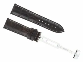24MM LEATHER BAND DEPLOYMENT BUCKLE CLASP STRAP FOR BAUME MERCIER D/BROWN WS