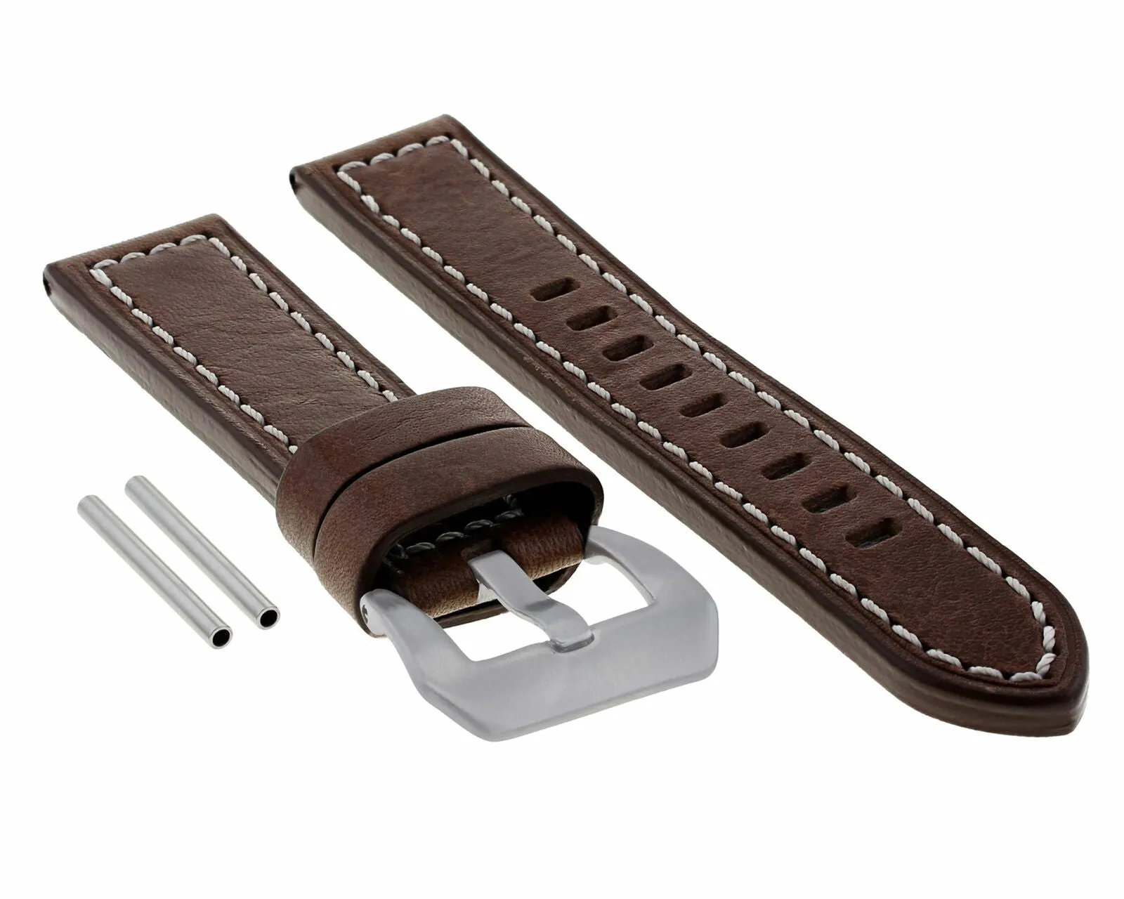 24MM PREMIUM LEATHER WATCH BAND STRAP FOR PAM 44MM PANERAI GMT D/BROWN WS LONG