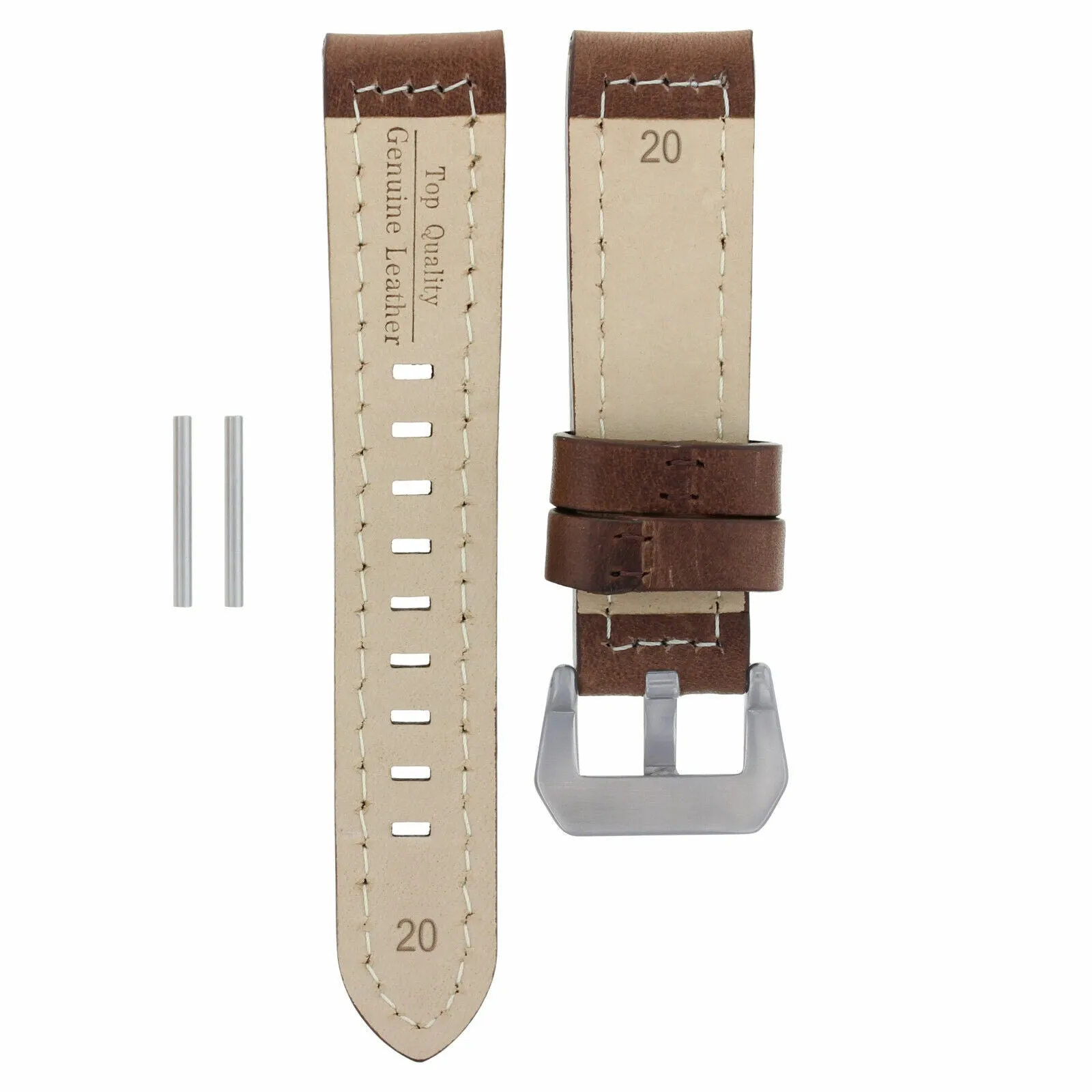 24MM PREMIUM LEATHER WATCH BAND STRAP FOR PAM 44MM PANERAI GMT D/BROWN WS LONG