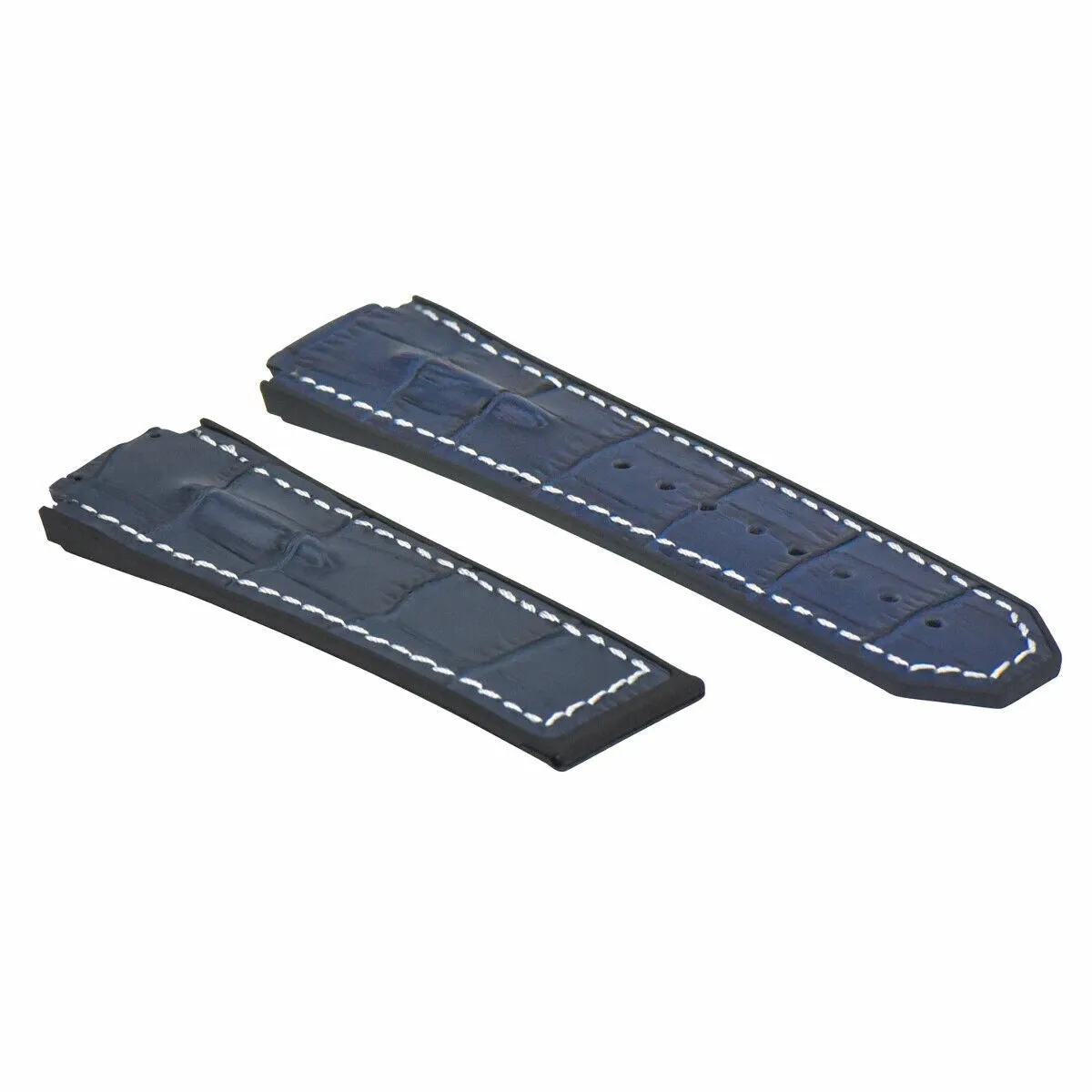 25MM LEATHER RUBBER STRAP FOR 44-45MM HUBLOT BIG BANG BLUE WHITE ST TOP QUALITY
