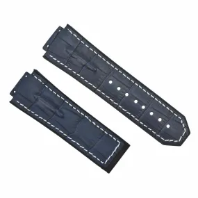 25MM LEATHER RUBBER STRAP FOR 44-45MM HUBLOT BIG BANG BLUE WHITE ST TOP QUALITY