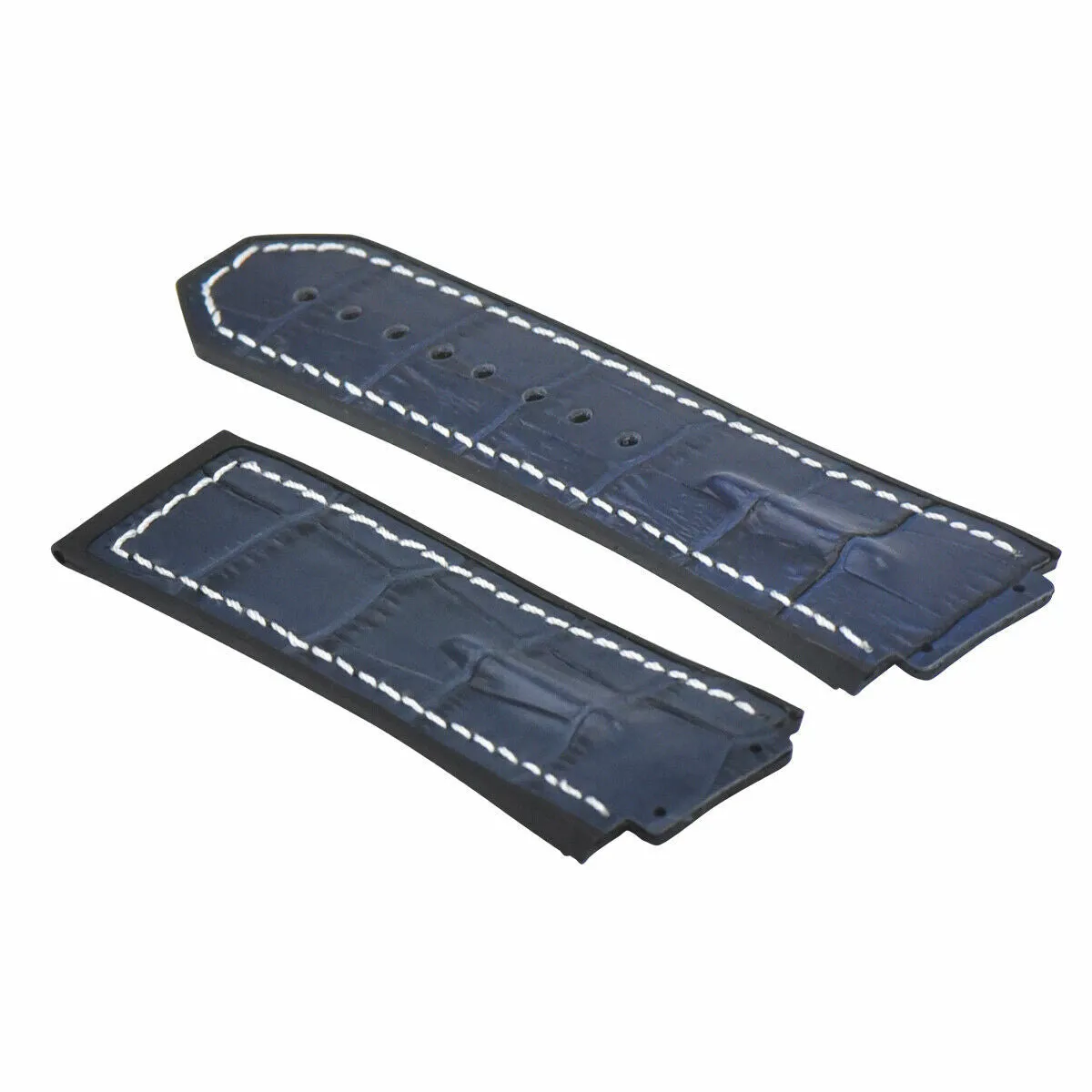 25MM LEATHER RUBBER STRAP FOR 44-45MM HUBLOT BIG BANG BLUE WHITE ST TOP QUALITY