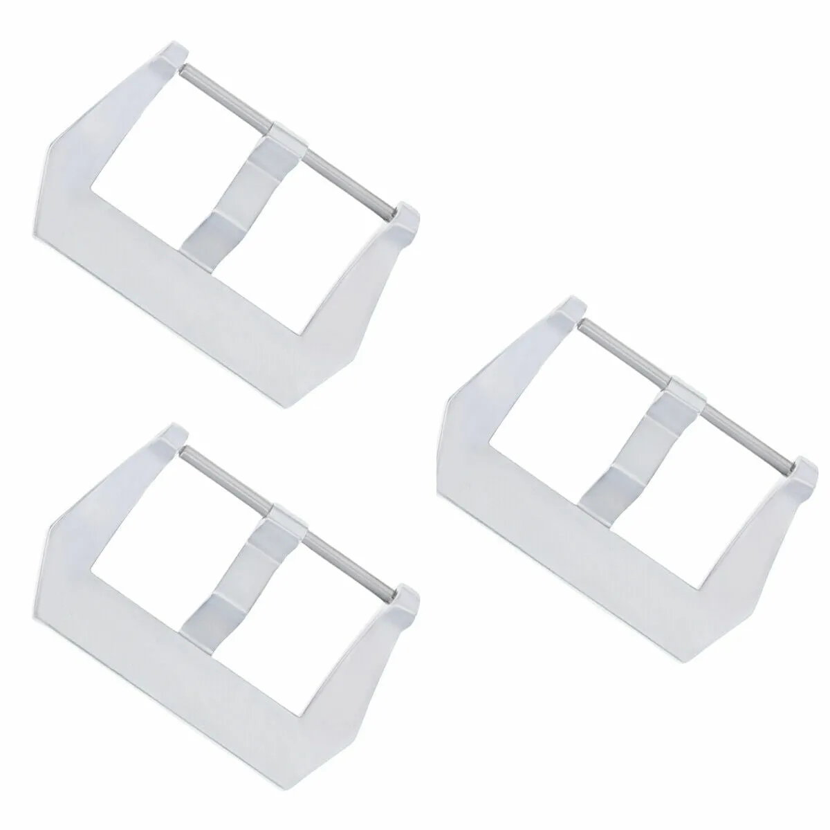 3 - 18MM WATCH STRAP BAND PRE-V SCREW BUCKLE FOR LEATHER RUBBER STRAP SHINY