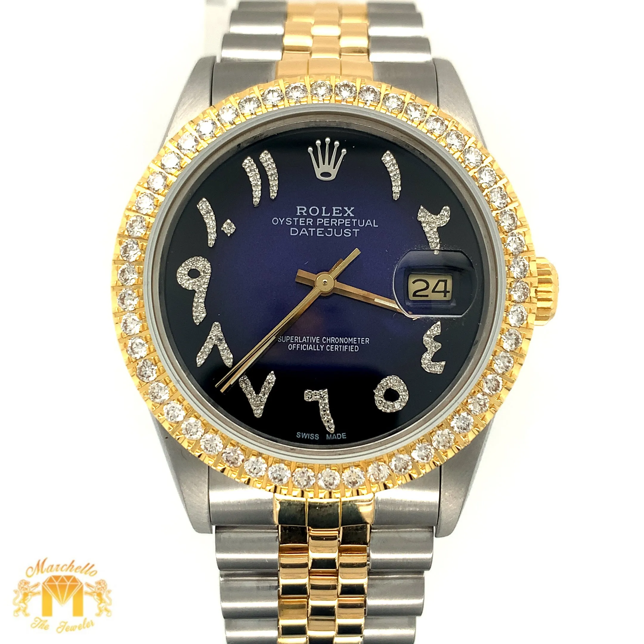 36mm Rolex Datejust Diamond Watch with Two-tone Jubilee Bracelet (quick-set, midnight dial)