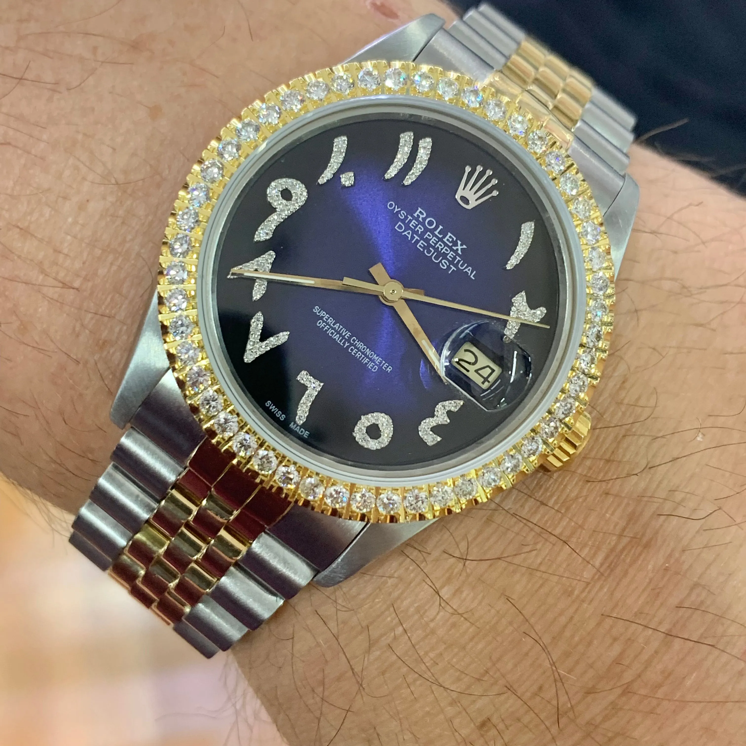 36mm Rolex Datejust Diamond Watch with Two-tone Jubilee Bracelet (quick-set, midnight dial)