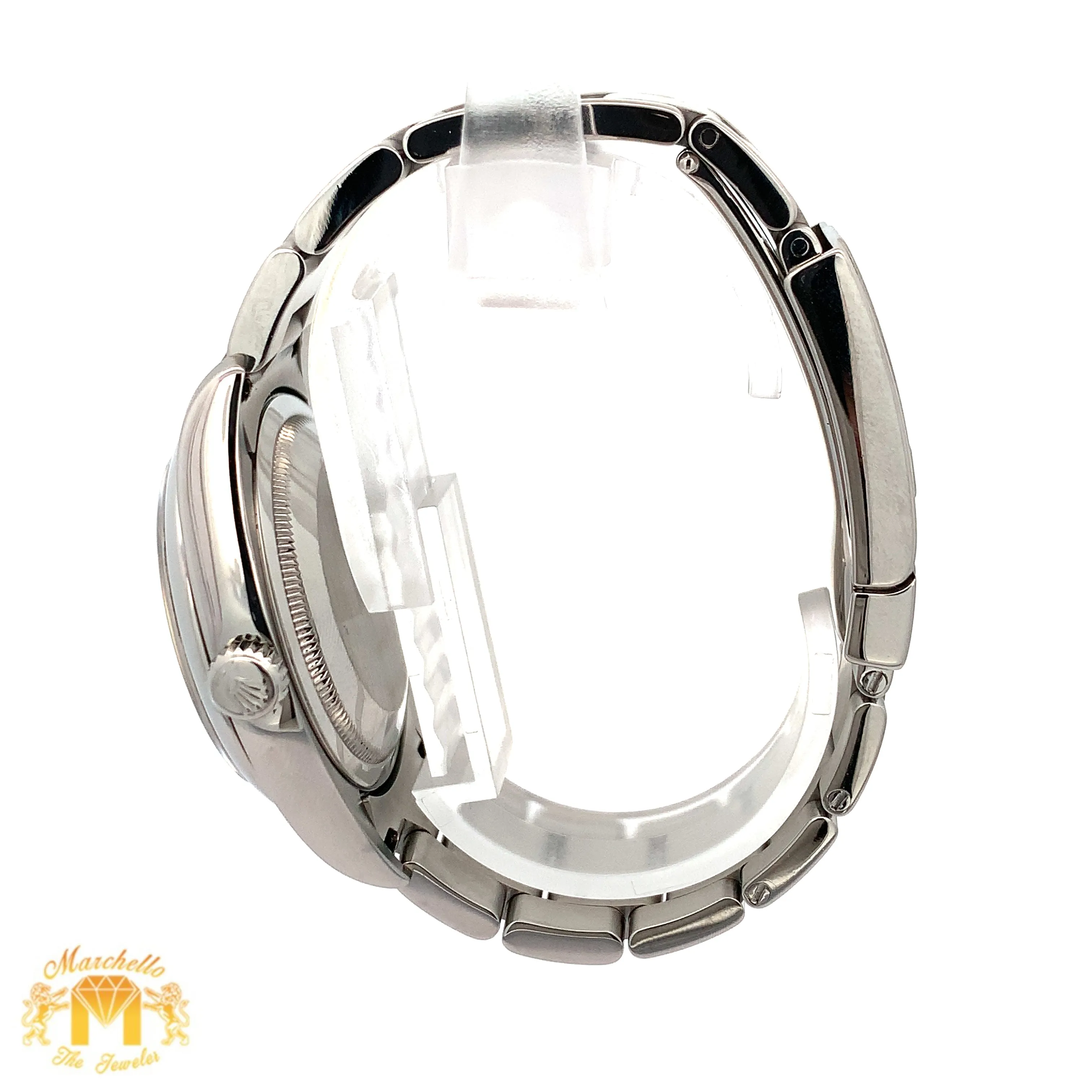 36mm Rolex Watch with Stainless Steel Oyster Bracelet (silver dial, engraved model)