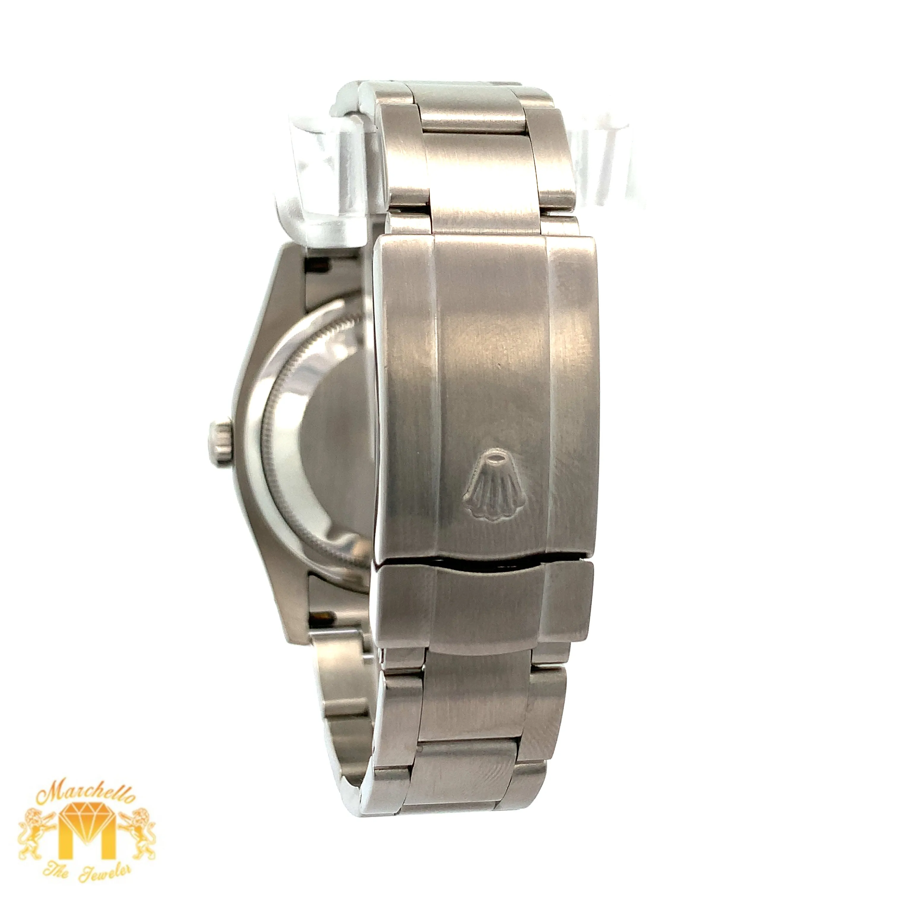 36mm Rolex Watch with Stainless Steel Oyster Bracelet (silver dial, engraved model)