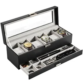 6 Slot Watch Box with Drawer