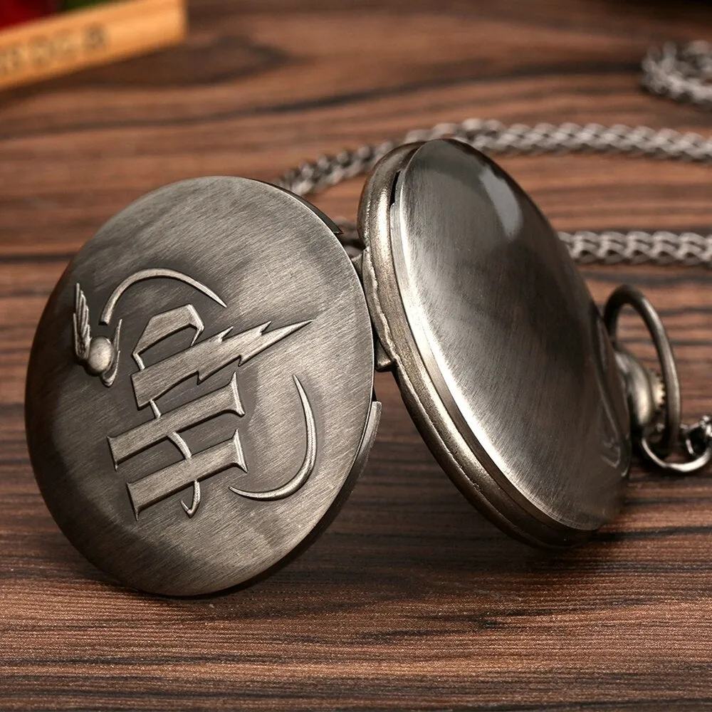 Antique Retro Gray Clock Watches Big Letter Design Quartz Pocket Watch