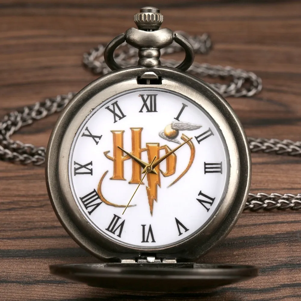 Antique Retro Gray Clock Watches Big Letter Design Quartz Pocket Watch