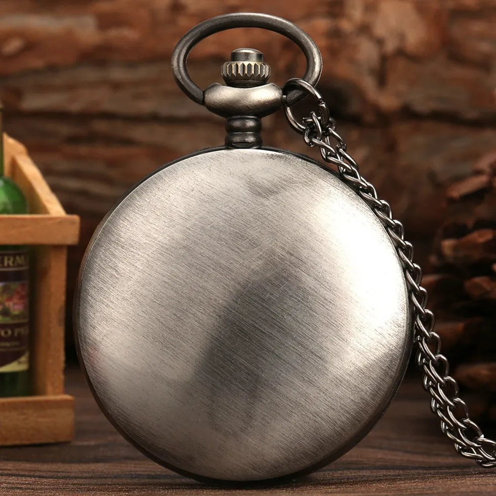Antique Retro Gray Clock Watches Big Letter Design Quartz Pocket Watch