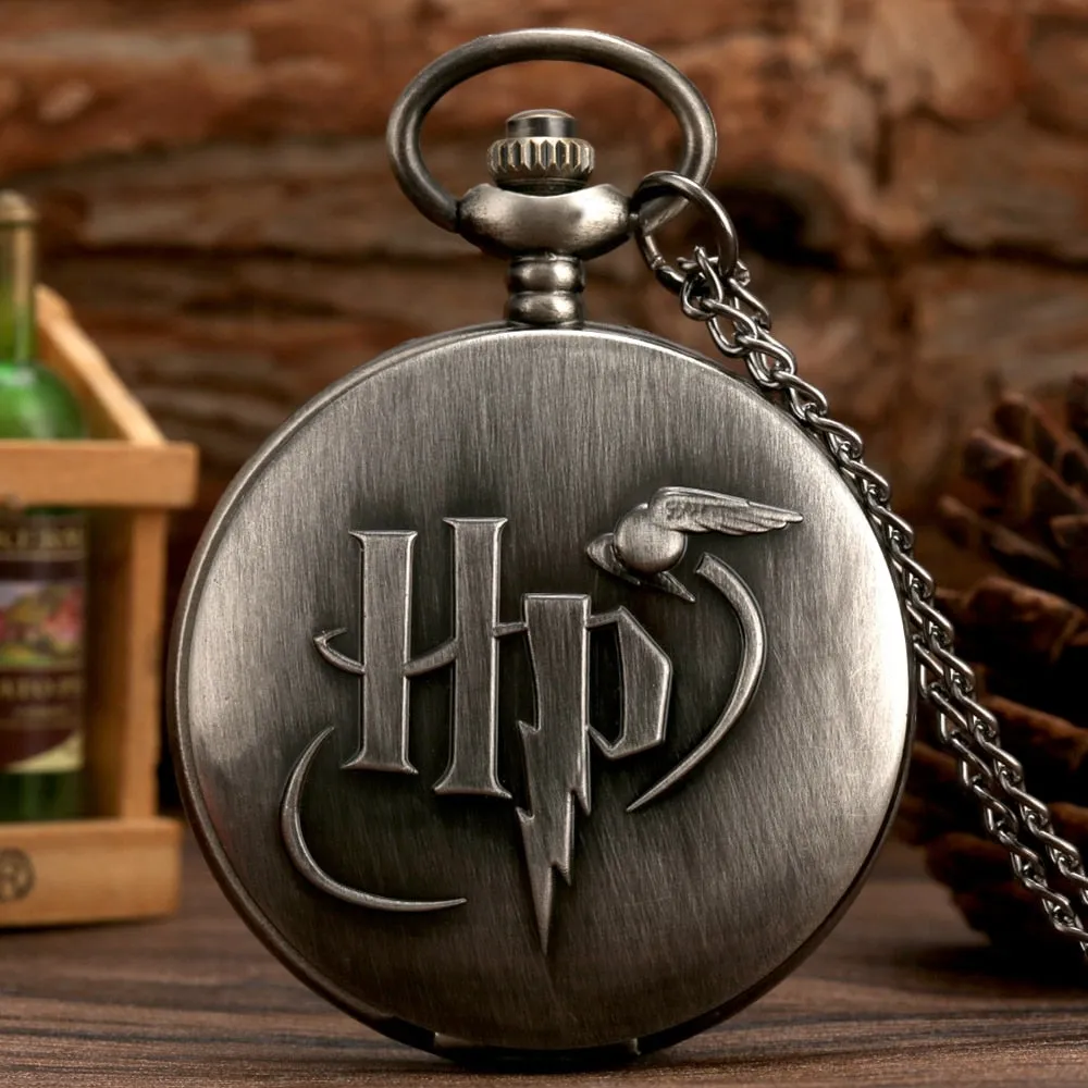 Antique Retro Gray Clock Watches Big Letter Design Quartz Pocket Watch
