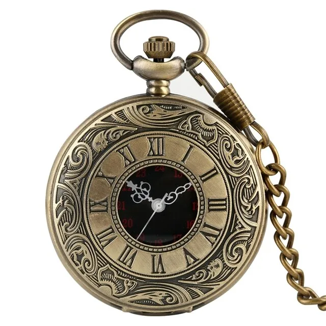 Antique Retro Roman Numeral Display Quartz Pocket Watch