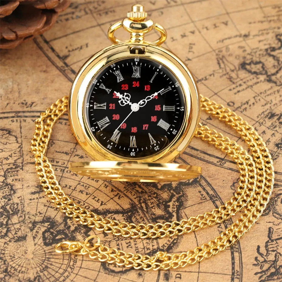 Antique Retro Roman Numeral Display Quartz Pocket Watch