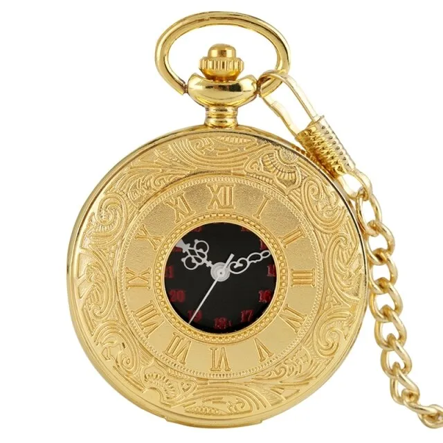 Antique Retro Roman Numeral Display Quartz Pocket Watch