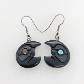 Argillite Crescent Moon Earrings