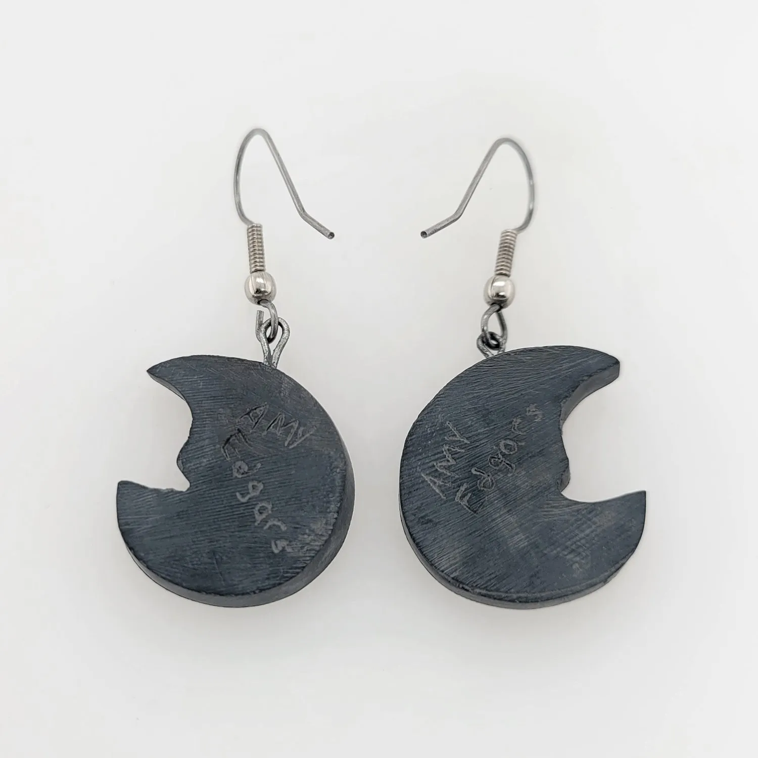 Argillite Crescent Moon Earrings