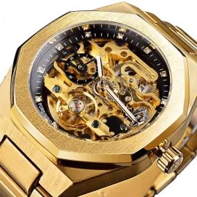 Automatic Watch 3D Diamond Skeleton Hollow  Luminous Military Watches