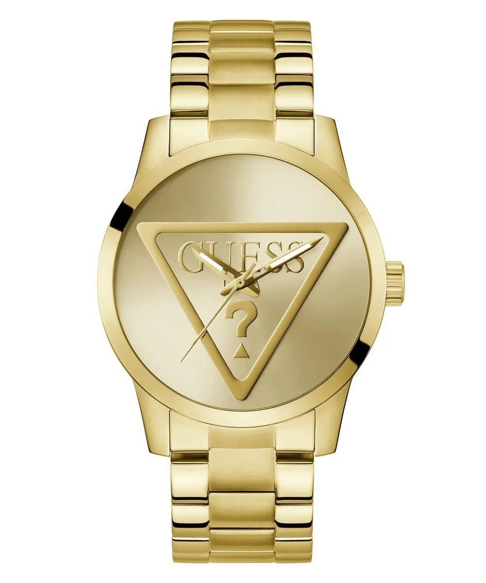 BADGE MENS GOLD TONE ANALOG WATCH