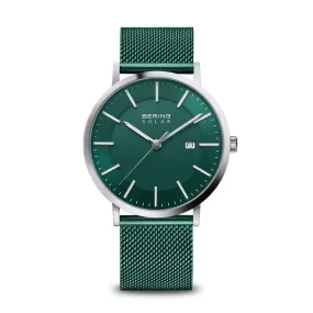 Bering 39mm Stainless Steel Green Solar Watch