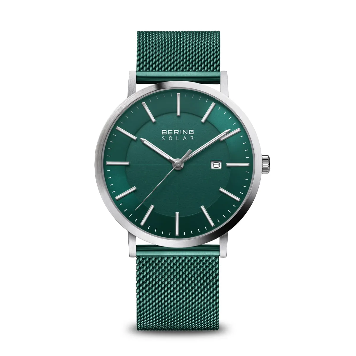 Bering 39mm Stainless Steel Green Solar Watch