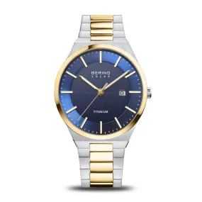 Bering 39mm Titanium Two-tone Blue Solar Watch
