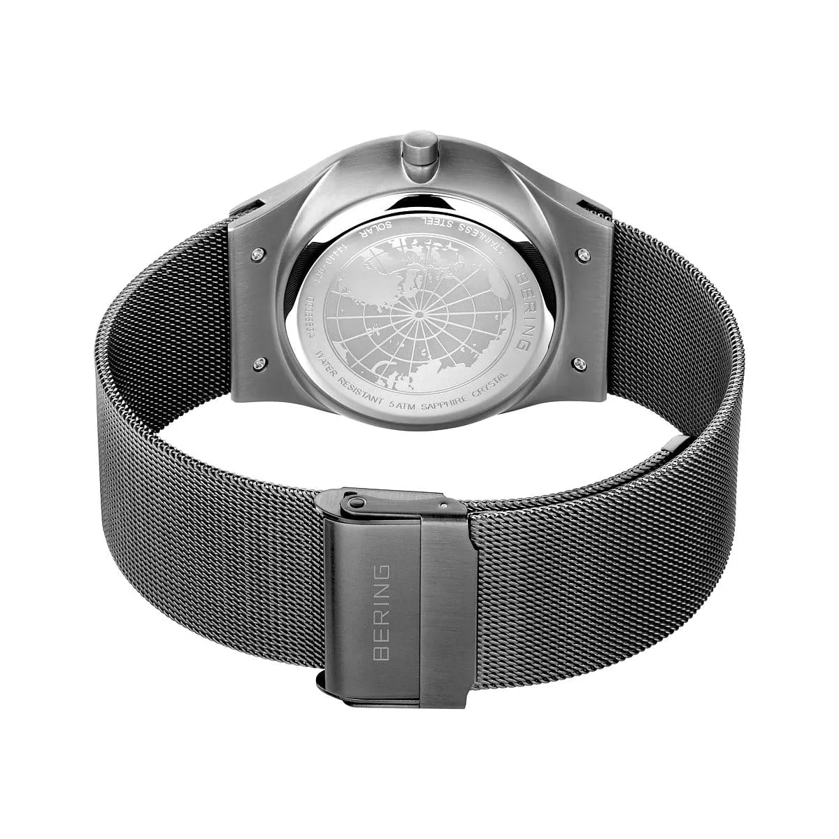 Bering Solar Stainless Steel Mesh Watch with Grey Dial