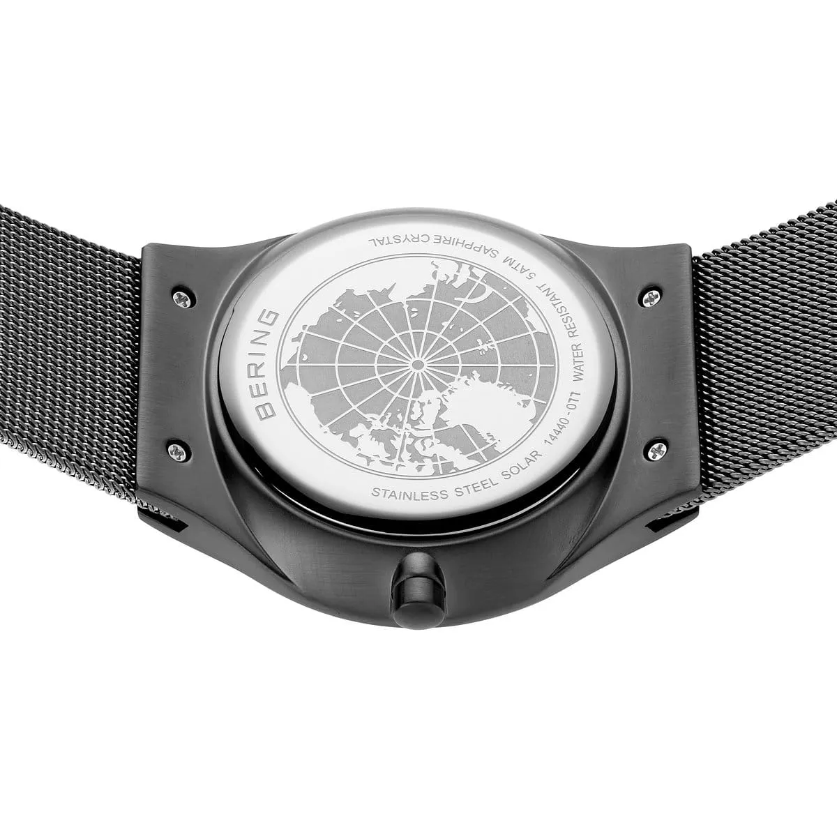 Bering Solar Stainless Steel Mesh Watch with Grey Dial