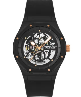 Beverly Hills Polo Club  Men's Automatic watch, Black Dial,Black Rubber Strap Wrist Watch,BP3380X.351