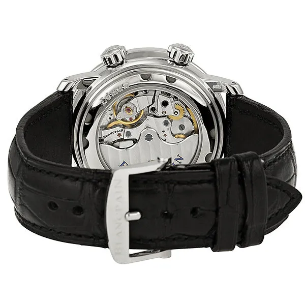 Blancpain Leman Black Dial Chronograph Black Leather Automatic Men's Watch 2041-1130-53B