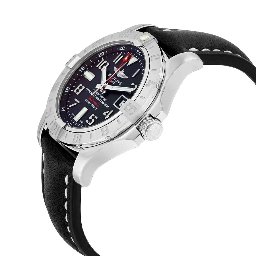 Breitling Avenger II GMT Automatic Volcano Black Dial Black Leather Men's Watch A3239011-BC34BKLD A3239011-BC34-436X-A20D.1