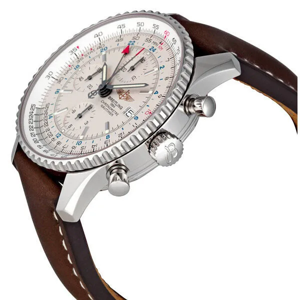 Breitling Navitimer World Steel Brown Strap Men's Watch A2432212-G571BRLT A2432212-G571-443X-A20BA.1