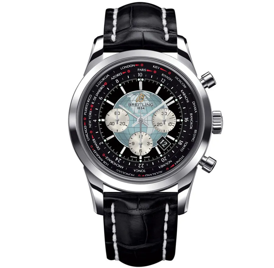Breitling Transocean Chronograph Unitime Black Dial Automatic Men's Watch AB0510U4-BB62BKCD AB0510U4/BB62