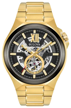 Bulova Maquina Gold Tone Men Automatic Watch 98A178