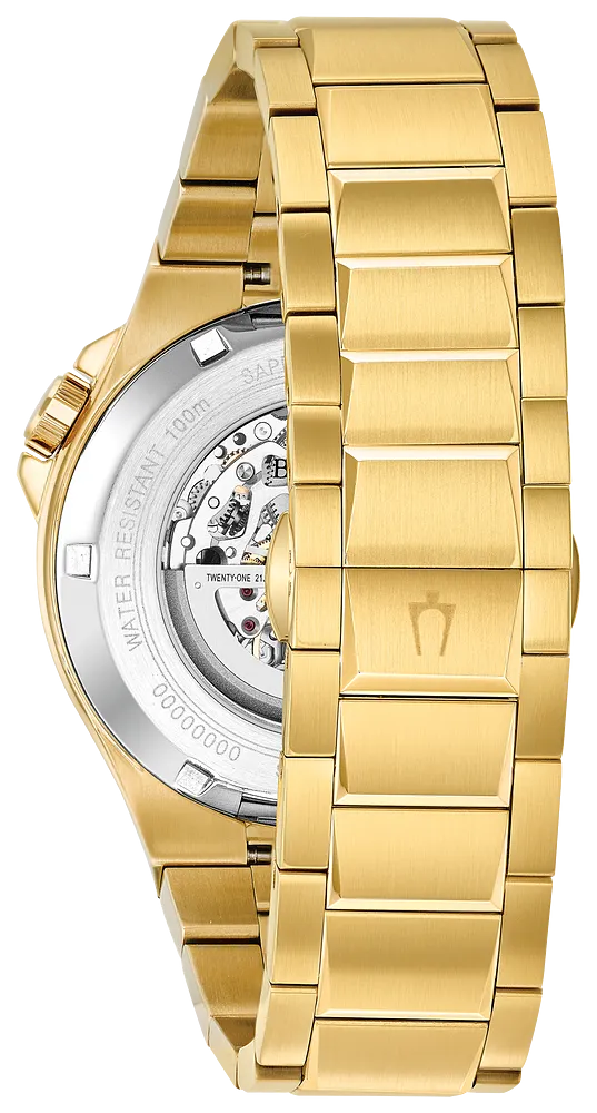 Bulova Maquina Gold Tone Men Automatic Watch 98A178