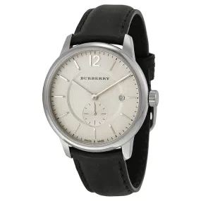 Burberry Classic Round Beige Dial Black Leather Men's Watch BU10000