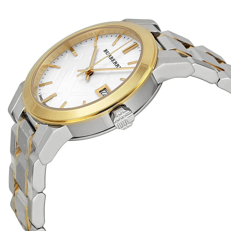 Burberry Silver Dial Two-tone Silver and Gold-tone Bracelet Ladies Watch BU9115