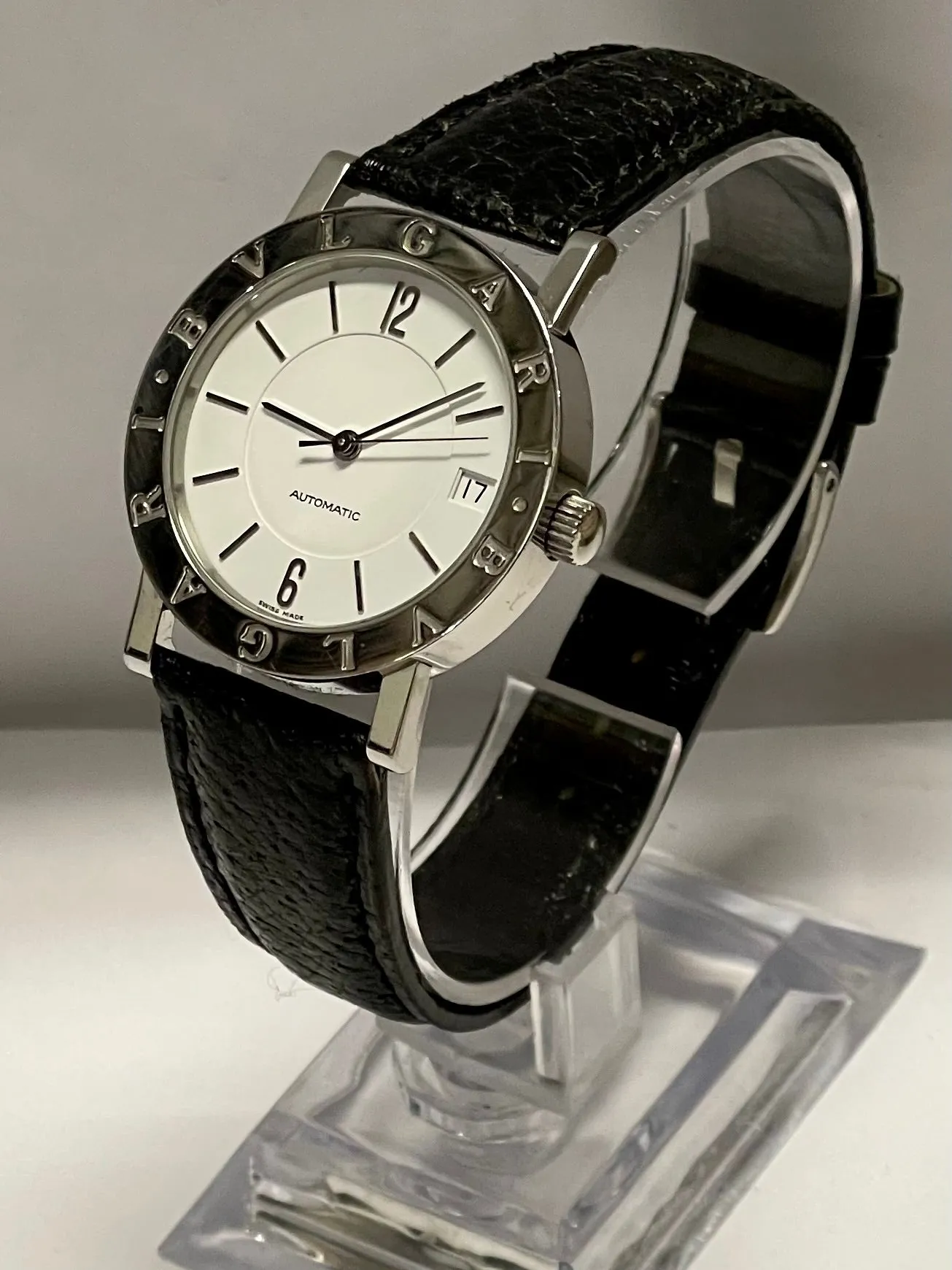 BVLGARI Unique Date SS w/White-Enamel Tone Dial Unisex Watch - $7K APR w/ COA!!!