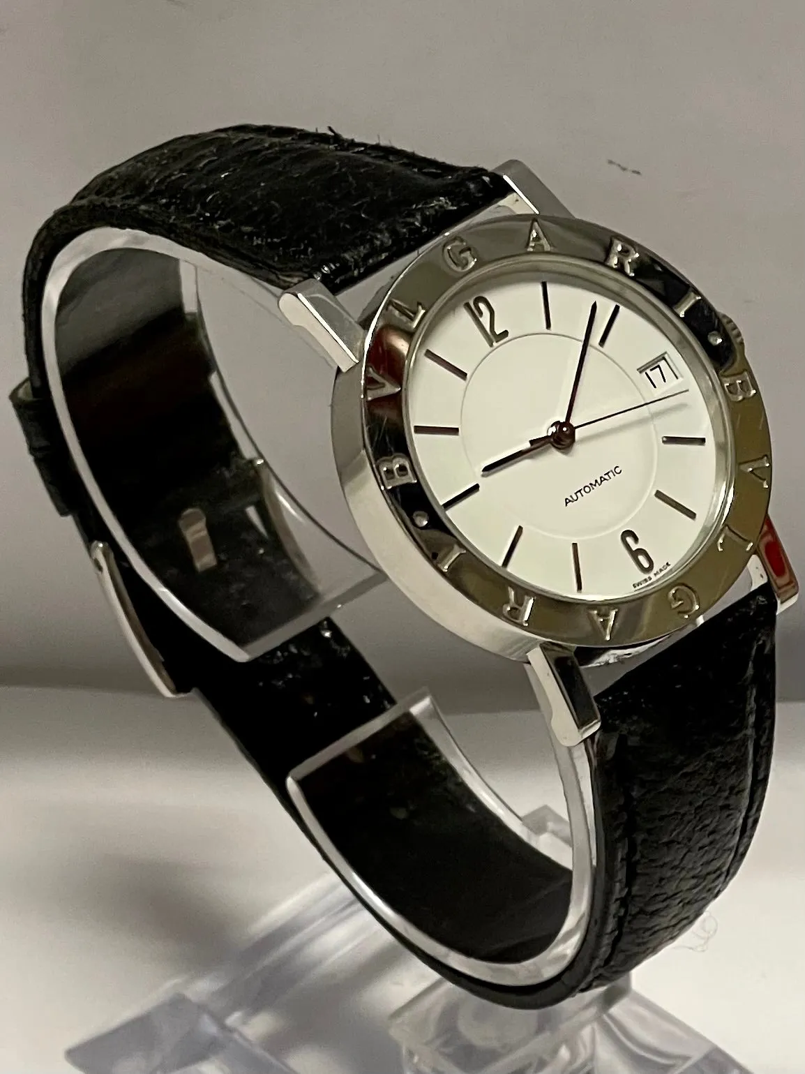 BVLGARI Unique Date SS w/White-Enamel Tone Dial Unisex Watch - $7K APR w/ COA!!!