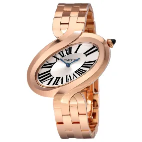 Cartier Delices De Cartier Silver Dial Rose Gold Ladies Watch W8100006