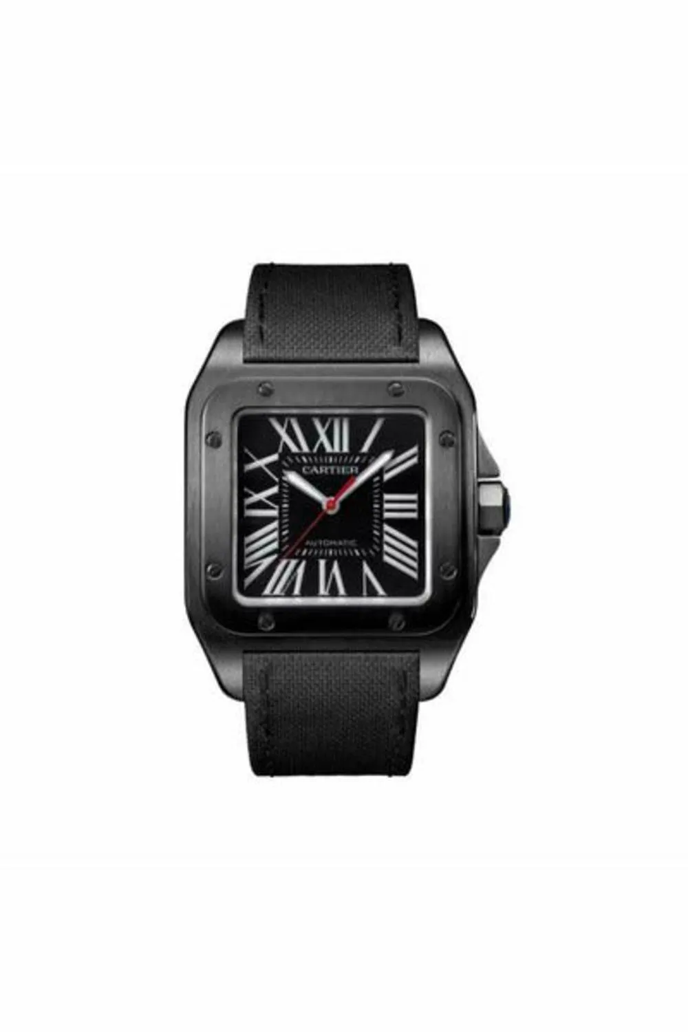 cartier santos 100 51.1mm x 41.3mm stainless steel & adlc men's watch